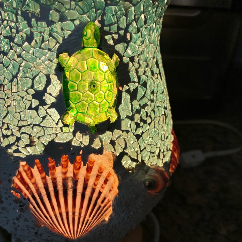 Mosaic Turtle and Shell Accent Lamp